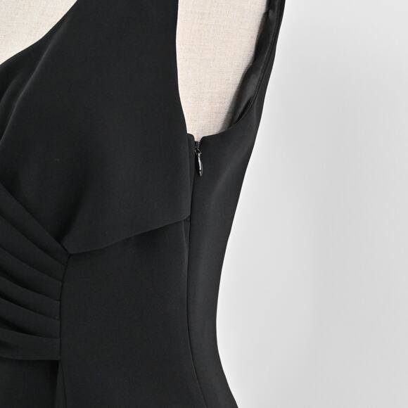 ELIE TAHARI Dress Size 8 Black Scoop Neck Pleated Front Detail Sleeveless Mini - Picture 8 of 13